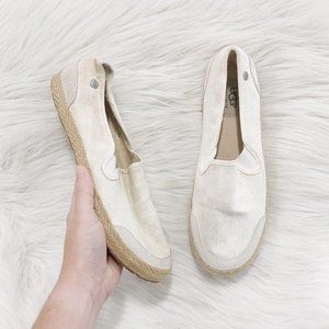 UGG Delizah White Canvas Slip On Loafer SZ 7